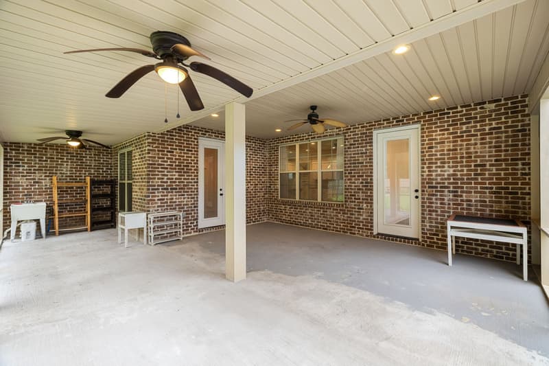 Covered porch at 30 Broad Leaf Cove, Petal, Mississippi