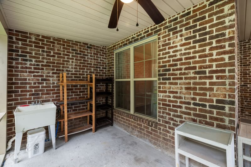Porch brick wall at 30 Broad Leaf Cove, Petal, Mississippi
