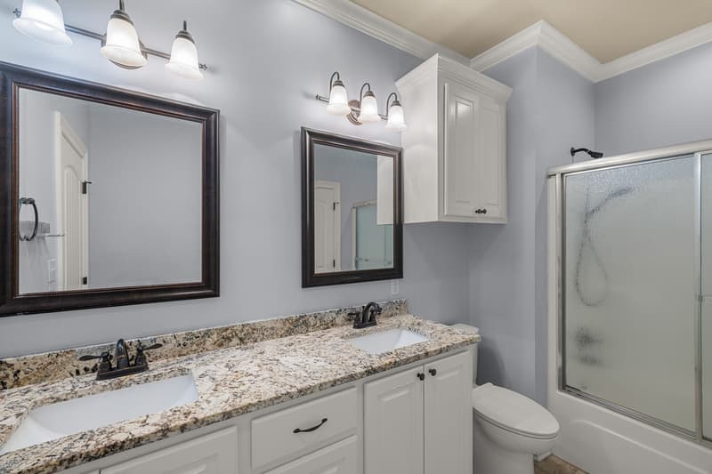 Bathroom double sinks at 30 Broad Leaf Cove, Petal, Mississippi