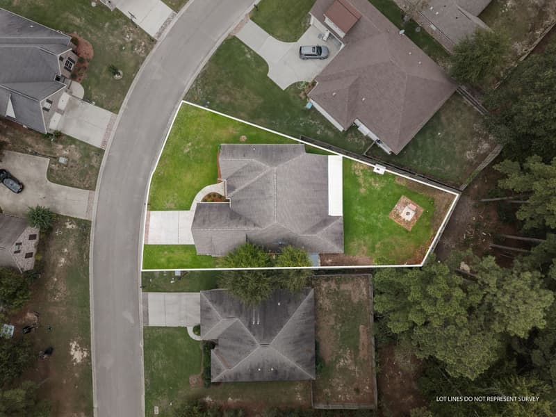 Aerial property outline at 30 Broad Leaf Cove, Petal, Mississippi